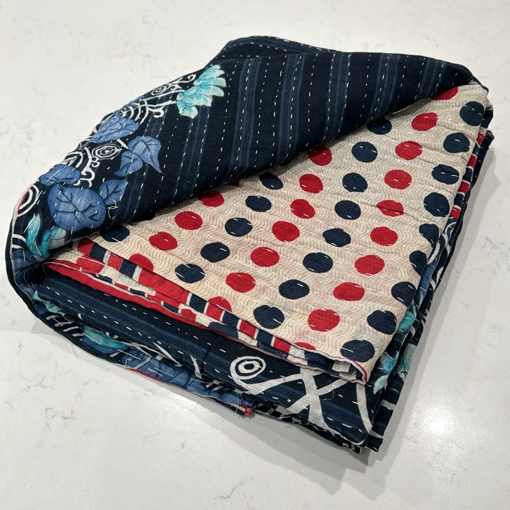 Kantha Quilted Throw. 90”x 51”